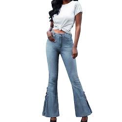 Briskorry Jeanshose Damen Bootcut Schlaghose,Hohe Taille Skinny Pants Mode Distressed Cargohosen Casual Frauen 90'S Flare High Rise Jeans Lässige Strecken Flared Bootcut Jeans Slim Fit Jeanshose von Briskorry