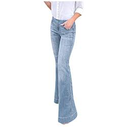 Briskorry Jeanshose Damen Bootcut Schlaghose,Hohe Taille Skinny Pants Mode Distressed Cargohosen Casual Frauen 90'S Flare High Rise Jeans Lässige Strecken Flared Bootcut Jeans Slim Fit Jeanshose von Briskorry