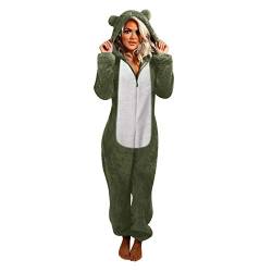 Briskorry Jumpsuit DamenTeddy Fleece Schlafanzug Einteiler Winter Warm Kuschelig Onesie Lang Schlafoverall Pyjama Kuschelig und Warm Ganzkörperanzug Flauschig Hausanzug von Briskorry