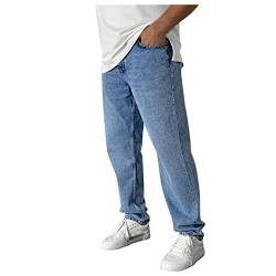 Briskorry Klassische Jeans Herren Casual Straight Jeans Loose Fit Denim Hose Mode Weites Bein Hose Denim Hose Einfarbig Jeans Denim Gerade Hose Arbeit Jeans Cargo Hose Streetwear Denim Overalls von Briskorry