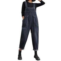 Briskorry Latzhose Damen Jeans 90Er Denim Overall Playsuits Trägerhose Locker Jumpsuit Baggy Ärmellos Hausanzug Hoseanzug Retro Latzanzug Verstellbar Arbeitshose mit Taschen von Briskorry