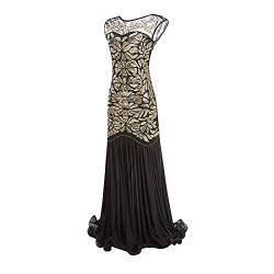 Briskorry Pailletten Abendkleider Damen Lange 1920s Kleid Bodycon Flapper Charleston Kleid Great Gatsby Cocktail Kleid Saum Cocktail Flapper Abschlussball Kleid von Briskorry