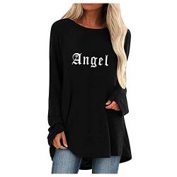 Briskorry Tshirt Damen Oversize Langarm Locker Longshirt Oberteile Sommer Tee Shirt Tunika Casual Shirt Damen TopsO Neck Daily Casual Top von Briskorry