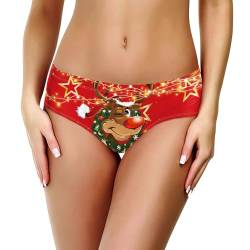 Briskorry Weihnachtshöschen Für Damen lustiges Unterwäsche Höschen Für Frauen Baumwoll-Bikini Damen-Slip Weihnachts-Tanga-Höschen Bikini-Höschen Polyester-Damenhöschen Bedruckte von Briskorry