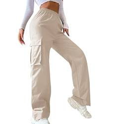 Cargohose Damen Baggy y2k,High Waist Cargo Hose 90er Streetwear Freizeithose mit Tasche Breites Bein Boyfriend Pants E-Girl Style Boyfriend Pants Stilvoll Jeanshose Elastische Hose von Briskorry