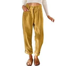 Cordhose Damen High Waist Cord Hose Kordhose Gerades Bein Hosen Freizeithose Frauen Lang Locker Bequeme Hose mit Taschen,Corduroy Nadelstreifen Stoffhose Chino Hose Fit Lang Trousers von Briskorry