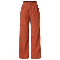 Cordhose Damen Weites Bein Cord Hose Kordhose High Waist Corduroy Lang Trousers Pants Chinohose Fit Basic Essentials Streetwear Frauen Comfort Lang Trousers Jogginghose Slim Fit von Briskorry