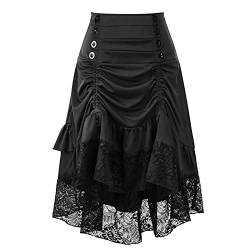 Damen Gothic Röcke Gothic Röcke Halloween Hohe Taille Kleidung Mittelalterlicher a Linien Midirock Vintage Asymmetriech Faltenrock Kuchenrock Festlich Rock von Briskorry