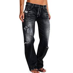 Damen Jeans Hose Boyfriend Baggy Used Jeanshosen Damen Jeans Weites Bein Gerade Denim Jeans Y2K Jeans mit geradem Bein für Damen Jeans mit zerrissenem Saum und niedriger Jeanshosen Herren 30/32 von Briskorry