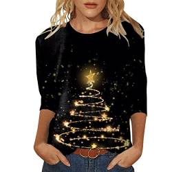 Damen Tshirt Langarm Elegant Bequem Weich Weihnachtspullover Bluse Tshirts Weihnachtsbluse Xmas Pulli Shirt Frauen Langarm Pullover Rundhals Christmas Longpullover Weihnachten Tops von Briskorry