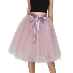 Tüllrock Damen 80Er 50Er Partykleid Ballet Tanzkleid Erwachsene Karneval Kostüme Kurz Tanzkleid Vintage Minirock Tanz Rock Tütü Röcke Petticoat Rose Gold von Briskorry