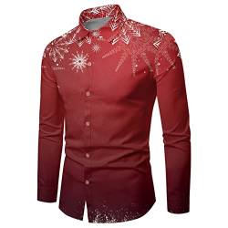 Weihnachtshemd Herren, Weihnachten Muster 3D Bedruckte Hemd Freizeithemd Männer Langärm Slim Fit Christmas Shirt Hawaiihemd Stehkragen Lustige Funky Hemden Langarmhemd Langarmshirt von Briskorry