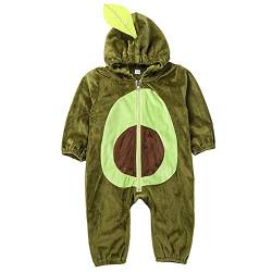 BriskyM Kleinkind Baby Halloween Avocado Kostüm Warmer Winter Jungen Mädchen Langarm Kapuzen Fleece Strampler Overall Outfits (18-24 Months, Grüner Jumpsuit mit Kapuze) (84DE42TGAZG) von BriskyM