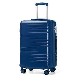 British Traveller Handgepäck Koffer Mittelgroß Reisekoffer Mittelgroß Hartschalenkoffer 64 * 43 * 26.5cm mit TSA-Schloss Koffer Trolleys ABS+PC Blau von British Traveller