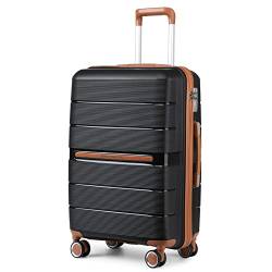 British Traveller Reisekoffer Mittelgroß Koffer Trolleys Mittelgroß Hartschalenkoffer 100% PP Handgepäck Koffer mit 8 Spinnerräder Rollkoffer 66 * 44 * 28.5cm Suitcase TSA-Schloss Neu Schwarz von British Traveller