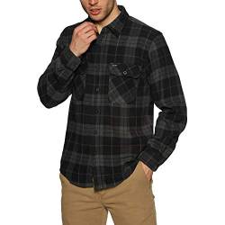 Brixton Herren Bowery Hemd mit Button-Down-Kragen, Schwarz/Dunkelgrau, Mittel von Brixton