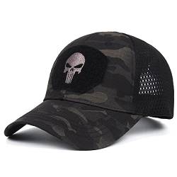 Brogtorl Punisher Schädel Mesh Baseball Cap für Männer ausgestattet Cap Taktische atmungsaktive Outdoor-Sport hüte von Brogtorl