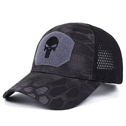 Brogtorl Punisher Schädel Mesh Baseball Cap für Männer ausgestattet Cap Taktische atmungsaktive Outdoor-Sport hüte von Brogtorl