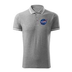 BroiderStudio NASA Vintage Dunkelgrau Gesticktes Ursprünglich Entwurf Emblem Polo Hemd Prämie Klasse Männer Size L von BroiderStudio