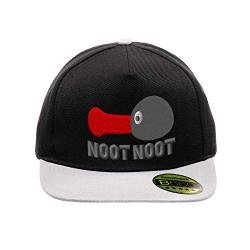 BroiderStudio Noot Noot Pingu Schwarz/Grau Hut Flacher Gipfel Verstellbar Snapback Unisex Original Bestickte Urban Logo Mütze von BroiderStudio