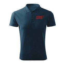 BroiderStudio Stark Industries Iron Man Super Hero Marine Gesticktes Ursprünglich Entwurf Emblem Polo Pique Hemd Prämie Klasse Männer Size M von BroiderStudio