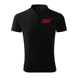 BroiderStudio Stark Industries Iron Man Super Hero Schwarz Gesticktes Ursprünglich Entwurf Emblem Polo Pique Hemd Prämie Klasse Männer Size XL von BroiderStudio