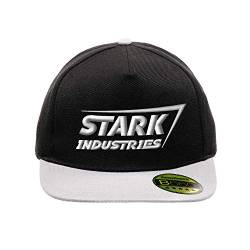 BroiderStudio Stark Industries Iron Man Super Hero White Schwarz/Grau Hut Flacher Gipfel Verstellbar Snapback Unisex Original Bestickte Urban Logo Mütze von BroiderStudio