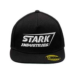 BroiderStudio Stark Industries Iron Man Super Hero White Schwarz Hut Flacher Gipfel Verstellbar Snapback Unisex Original Bestickte Urban Logo Mütze von BroiderStudio