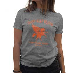 Camp Half-Blood Percy Jackson Inspired PJO Heroes of Olympus Orange Damen Grau T-Shirt Size M von BroiderStudio