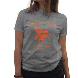 Camp Half-Blood Percy Jackson Inspired PJO Heroes of Olympus Orange Damen Grau T-Shirt Size S von BroiderStudio