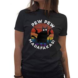 Pew Pew Madafakas Damen Schwarz T-Shirt Size L von BroiderStudio
