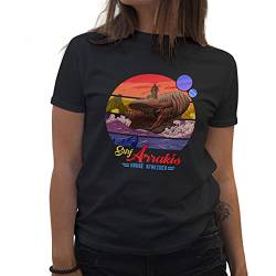 Surf Arrakis Sand Worm of Dune Damen Schwarz T-Shirt Size XL von BroiderStudio