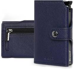 Bronzi® Geldbörse Herren | Geldbeutel Herren | Slim Wallet | Wallets for Men | Smart Wallet | RFID-Schutz mit Geldbörse | Geschenkbox - Italienische Marke (Dunkelblaues Saffiano) von Bronzi