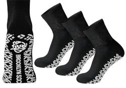 3 Paar rutschfeste Diabetiker-Socken aus Baumwolle mit nicht bindendem Oberteil (Schwarz, 43-45) von Brooklyn Socks
