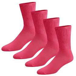 Brooklyn Socks Dünne Diabetikersocken aus gekämmter Baumwolle, locker, weit, nicht bindend, für Neuropathie, Low-Crew (passend für Schuhgröße 40-45), Rosa, 4 Paar, 7-11 von Brooklyn Socks