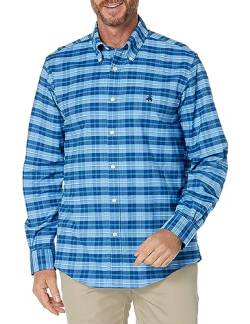 Brooks Brothers Herren Bügelfreies Stretch Oxford Sport Shirt Langarm Karo Hemd mit Button-Down-Kragen, Helles Blau, L von Brooks Brothers