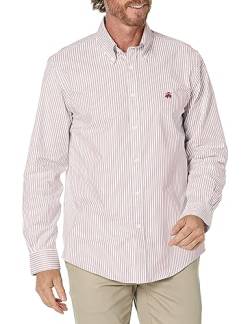 Brooks Brothers Herren Bügelfreies Stretch Oxford Sport Shirt Langarm Streifen Hemd mit Button-Down-Kragen, Dunkelrot, Mittel von Brooks Brothers