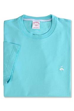 Brooks Brothers Herren Classic Fit All Cotton White Embroidery Crewneck Short Sleeve Tee T-Shirt, aqua blue, Large von Brooks Brothers