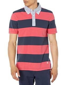 Brooks Brothers Herren Kurzärmeliges Rugby-Shirt mit Streifen Polohemd, Rot/Marineblau, XL von Brooks Brothers