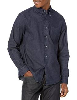 Brooks Brothers Herren-Sportshirt, langärmelig, Denim, Stretch, mit Knopfleiste, Dunkelblau, L von Brooks Brothers