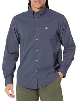 Brooks Brothers Herren Stretch Performance Langarm Solid Hemd mit Button-Down-Kragen, Marineblau, XL von Brooks Brothers