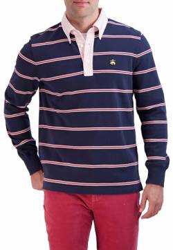 Brooks Brothers Langärmeliges Rugby-Shirt für Herren, gestreift, Marineblau, mehrfarbig, L von Brooks Brothers