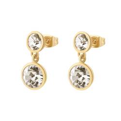 Brosway Symphonia women's pendant earrings in golden 316L steel with white crystals BYM173 von Brosway