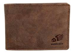 Brown Bear Geldbörse Herren Leder Braun Vintage RFID-Schutz mit Münzfach, Echtleder Portemonnaie hochwertig im Used-Look, Geldbeutel mit 11 Kartenfächer von Brown Bear