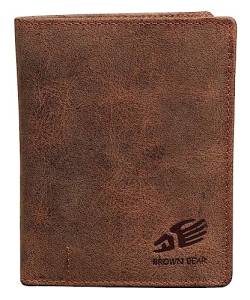 Brown Bear Geldbörse Leder Braun Vintage RFID-Schutz mit Münzfach, Echtleder Portemonnaie Used-Look für Damen und Herren, Geldbeutel Hochformat mit 11 Kartenfächer von Brown Bear