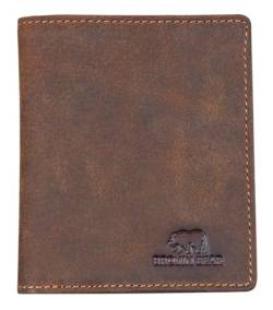 Brown Bear Geldbörse klein mit Münzfach, Mini Geldbeutel mit RFID-Schutz, Herren Slim Wallet Kartenetui, Damen Portemonnaie Leder Braun Vintage von Brown Bear