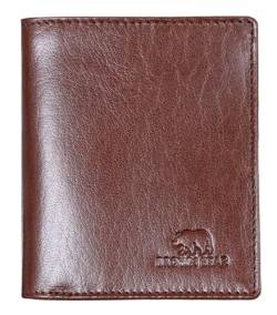 Brown Bear Geldbörse klein mit Münzfach, Mini Geldbeutel mit RFID-Schutz, Herren Slim Wallet Kartenetui, Damen Portemonnaie echtes Leder Braun Toscana von Brown Bear