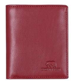 Brown Bear Geldbörse klein mit Münzfach, Mini Geldbeutel mit RFID-Schutz, Herren Slim Wallet Kartenetui, Damen Portemonnaie echtes Leder Rot von Brown Bear