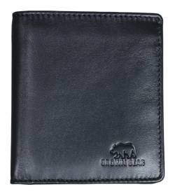 Brown Bear RFID-Schutz Geldbörse klein mit Münzfach - Echt-Leder Farbe Schwarz - Mini Geldbeutel für Damen & Herren - Portemonnaie mit 8 Kartenfächer von Brown Bear