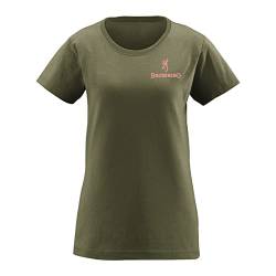 Browning Damen grafischem Muster, für Jagd und draußen, kurzärmelig T-Shirt, Realtree Holzkreis (Militärgrün/Hellrosa), Medium von Browning